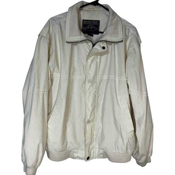 Vintage Pacific Trail Ivory Windbreaker Jacket Men’s Large Lightweight Retro - Picture 1 of 5